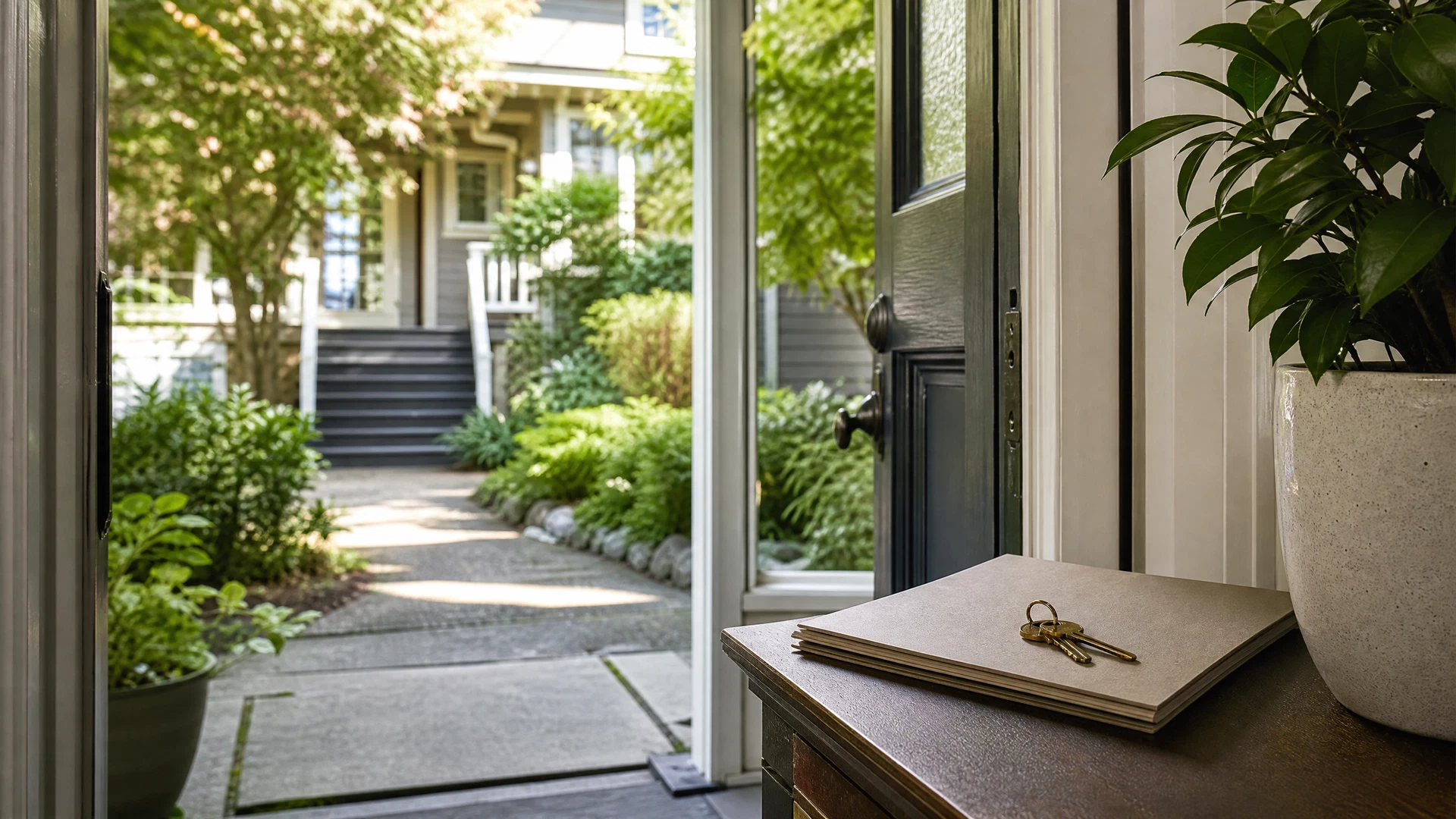 Thoughtful inherited home transition with key and property folder