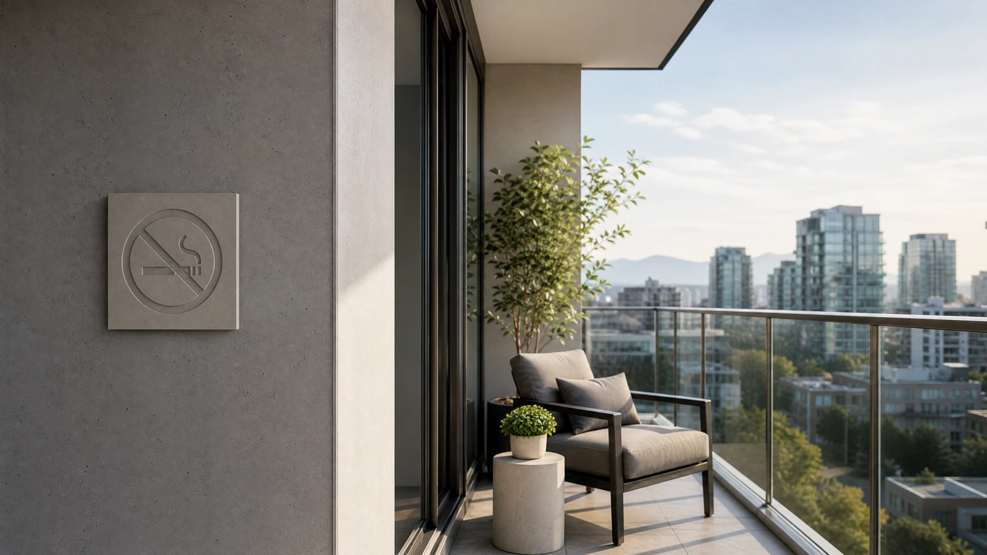Clean condo balcony for a smoke-free rental property